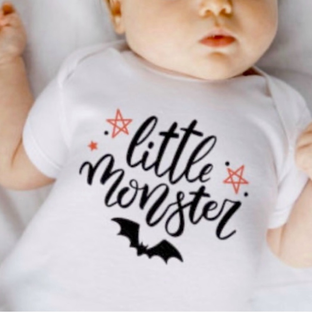 Brand New Handmade Long Sleeve “Little Monster”Halloween Onesie 👻